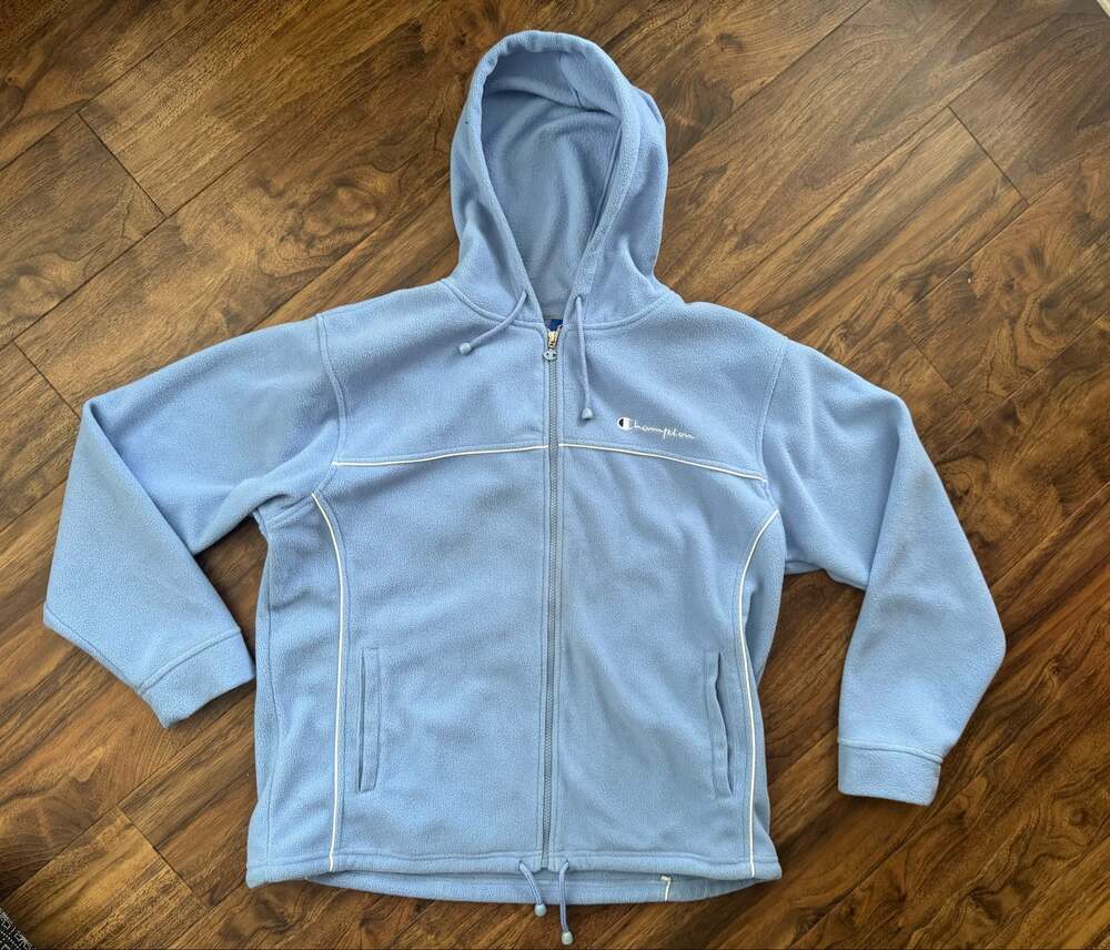 Champion Full-Zip Fleece Hoodie Jacket Script Logo XL
